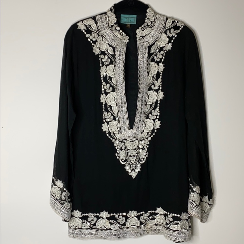 Taj by Sabrina Gorgeous ornate Tunic Top